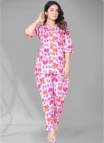 Cotton Pink Casual Wear Printed Readymade Cord Set